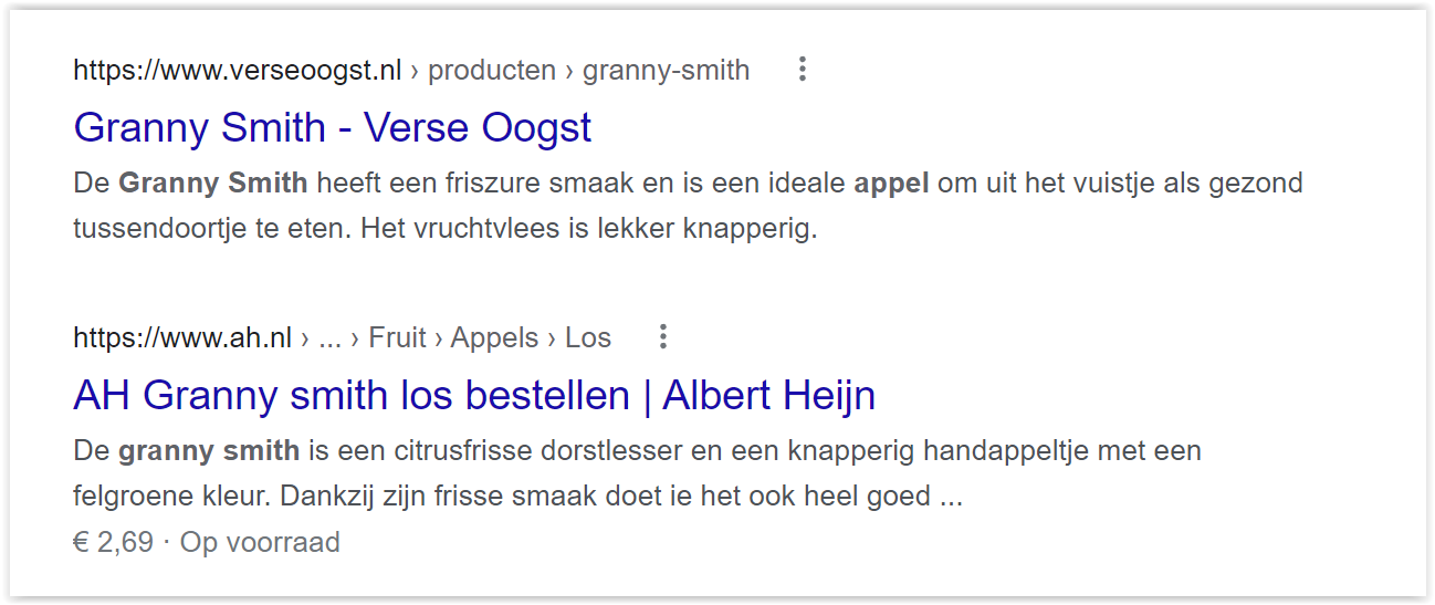 Visuele signalen - Google zoekresultaten voor Granny Smith Appels met zintuigelijke tekst